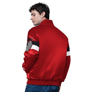Men's Starter Red Portland Trail Blazers Triple Option Varsity Full-Snap Satin Jacket