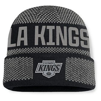 Men's Fanatics Black/Silver Los Angeles Kings Fundamentals Shelter Cuffed Knit Hat