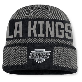 Men's Fanatics Black/Silver Los Angeles Kings Fundamentals Shelter Cuffed Knit Hat