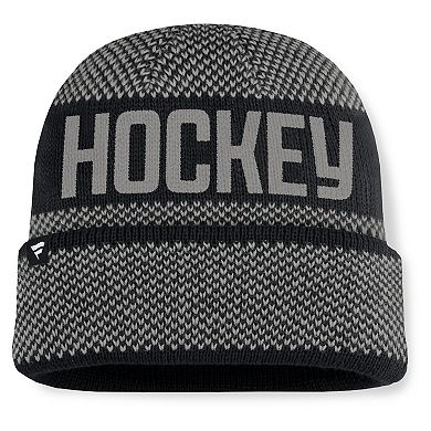 Men's Fanatics Black/Silver Los Angeles Kings Fundamentals Shelter Cuffed Knit Hat