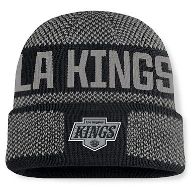 Men's Fanatics Black/Silver Los Angeles Kings Fundamentals Shelter Cuffed Knit Hat