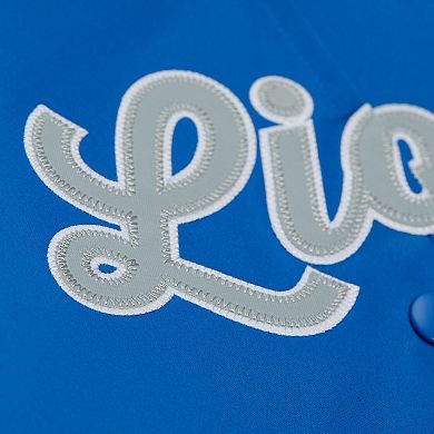 Women's Mitchell & Ness Blue Detroit Lions Full-Snap Satin Jacket