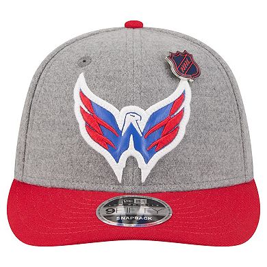 Men's New Era Gray/Red Washington Capitals Wool Pin Low Profile 9FIFTY Snapback Hat