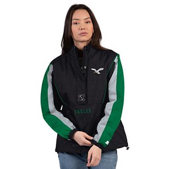 Women's Starter Black/Kelly Green Philadelphia Eagles Thursday Night Gridiron Half-Zip Jacket
