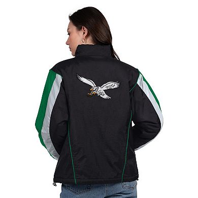 Women's Starter Black/Kelly Green Philadelphia Eagles Thursday Night Gridiron Half-Zip Jacket
