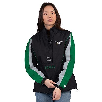 Women's Starter Black/Kelly Green Philadelphia Eagles Thursday Night Gridiron Half-Zip Jacket