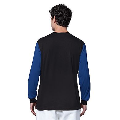 Men's Starter Black/College Navy Seattle Seahawks Thursday Night Gridiron Long Sleeve T-Shirt