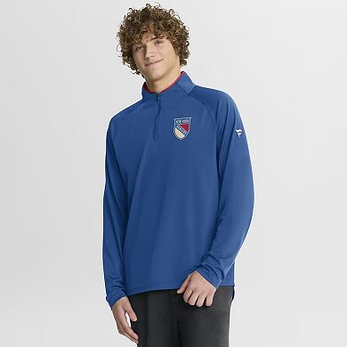 Men's Fanatics Blue New York Rangers Authentic Pro Rink Training Centennial Raglan Quarter-Zip Pullover