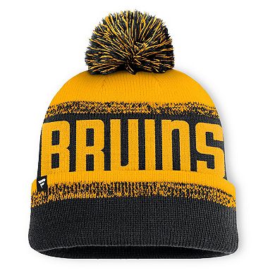 Men's Fanatics Black/Gold Boston Bruins Fundamentals Thrive Cuffed Knit Hat with Pom