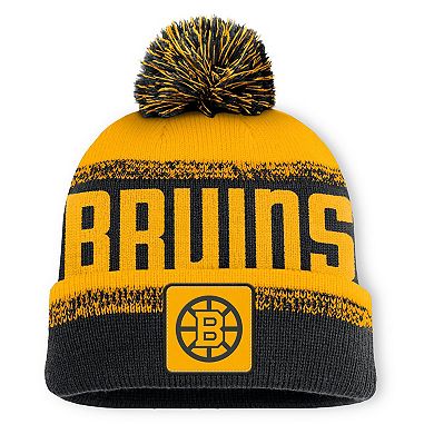 Men's Fanatics Black/Gold Boston Bruins Fundamentals Thrive Cuffed Knit Hat with Pom