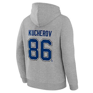 Men's Fanatics Nikita Kucherov Steel Tampa Bay Lightning Authentic Stack Name & Number Hoodie
