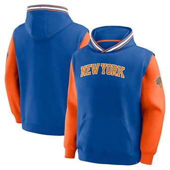 Men's Fanatics Blue/Orange New York Knicks Half Court Shot Clock Fastbreak Hoodie