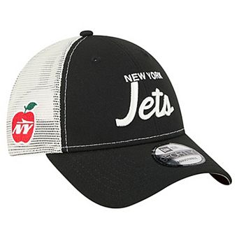 Men's New Era Black New York Jets Apple Trucker 9FORTY Adjustable Hat