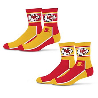 Unisex Starter Red/Gold Kansas City Chiefs Double Color Block 2-Pack Mid-Crew Socks