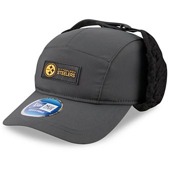 Men's New Era Charcoal Pittsburgh Steelers 2025 Sideline Cold Weather Runner Dog Ear Adjustable Hat