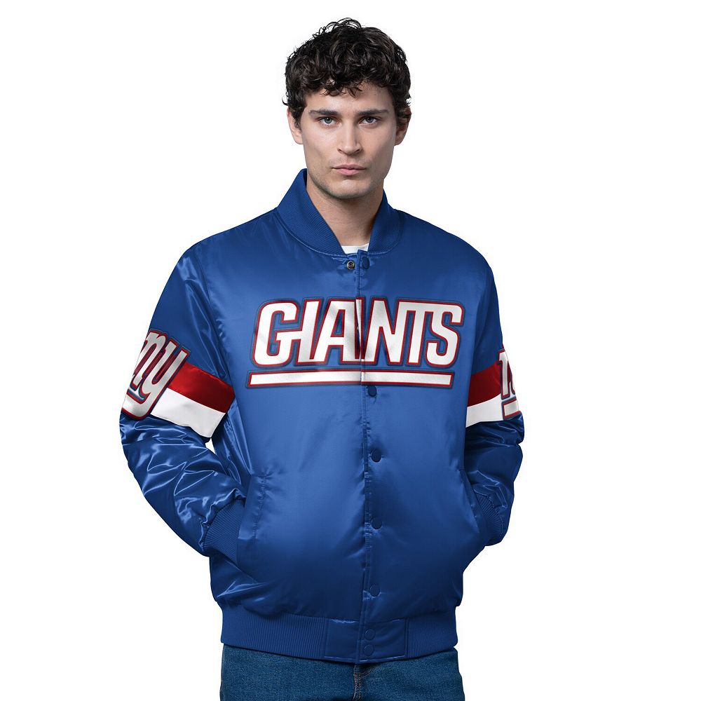 Men's Starter Royal New York Giants Triple Option Satin Varsity