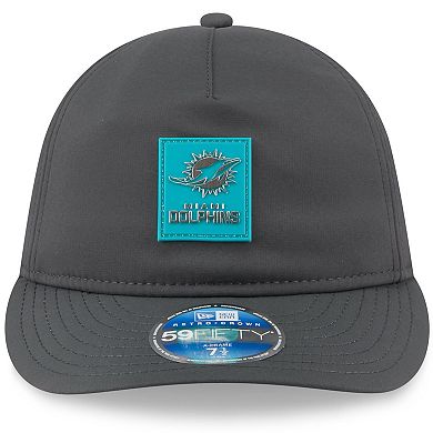 Men's New Era Charcoal Miami Dolphins 2025 Sideline Cold Weather Retro Crown 59FIFTY Fitted Hat