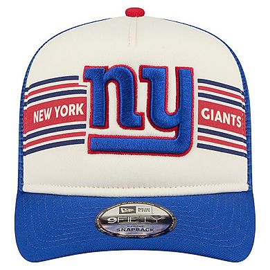 Youth New Era Cream/Royal New York Giants Banner 9FIFTY A-Frame Adjustable Trucker Hat
