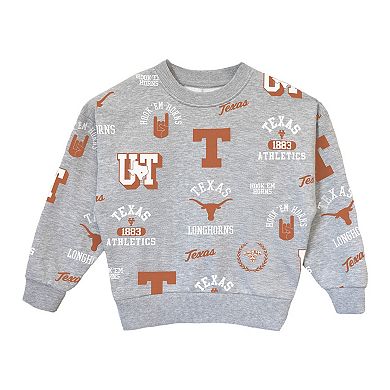 Girls Youth Gameday Couture Gray Texas Longhorns Always On Repeat Pullover Sweatshirt