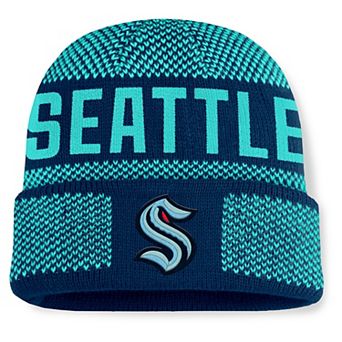 Men's Fanatics Deep Sea Blue/Light Blue Seattle Kraken Fundamentals Shelter Cuffed Knit Hat
