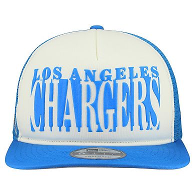 Men's New Era Cream/Powder Blue Los Angeles Chargers Cutout A-Frame 9FIFTY Snapback Hat