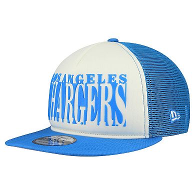 Men's New Era Cream/Powder Blue Los Angeles Chargers Cutout A-Frame 9FIFTY Snapback Hat
