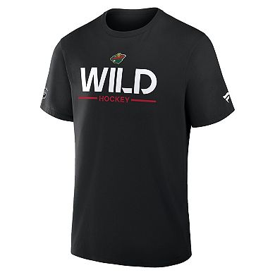 Men's Fanatics Black Minnesota Wild Authentic Pro Primary T-Shirt