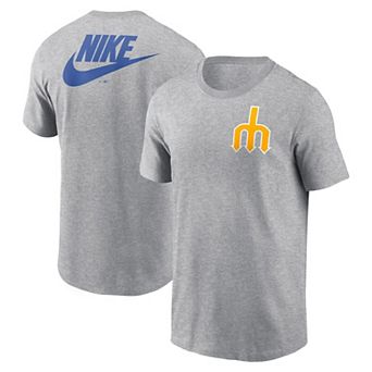 Men's Nike Heather Gray Seattle Mariners Cooperstown Collection Large Logo 2-Hit T-Shirt