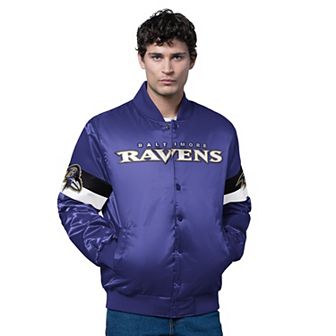 Men's Starter Purple Baltimore Ravens Triple Option Satin Varsity Full-Snap Jacket