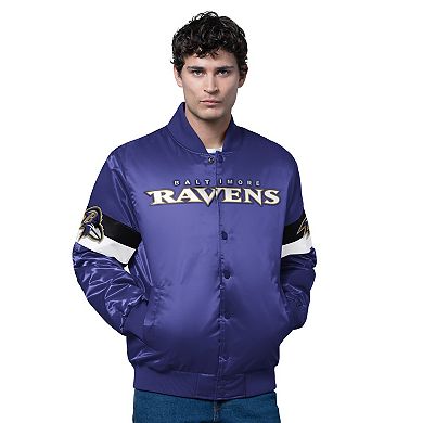Men's Starter Purple Baltimore Ravens Triple Option Satin Varsity Full-Snap Jacket