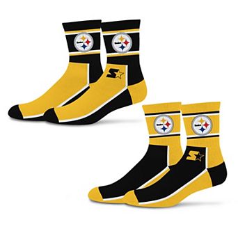 Unisex Starter Black/Gold Pittsburgh Steelers Double Color Block 2-Pack Mid-Crew Socks