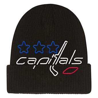 Youth Mitchell & Ness Black Washington Capitals Neon Line Lights Cuffed Knit Hat
