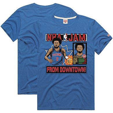 Unisex Homage Cade Cunningham Blue Detroit Pistons NBA Jam Tri-Blend T-Shirt