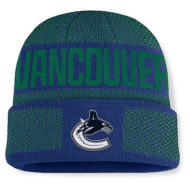 Men's Fanatics Blue/Green Vancouver Canucks Fundamentals Shelter Cuffed Knit Hat