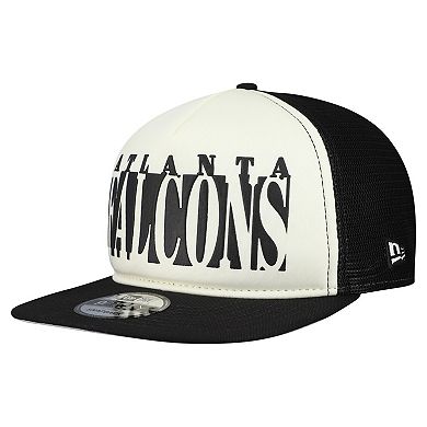 Men's New Era Cream/Black Atlanta Falcons Cutout A-Frame 9FIFTY Snapback Hat