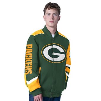 Men's G-III Sports by Carl Banks Green Green Bay Packers Prime Time Full-Zip Racing Jacket