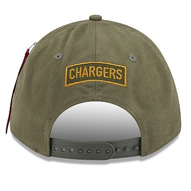 Men's New Era x Alpha Industries Olive Los Angeles Chargers A-Frame 9FORTY Adjustable Hat