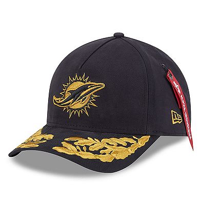 Men's New Era x Alpha Industries Black Miami Dolphins A-Frame 9FORTY Adjustable Hat