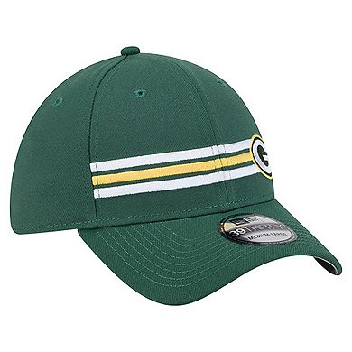 Men's New Era Green Green Bay Packers Stripes 39THIRTY Flex Hat