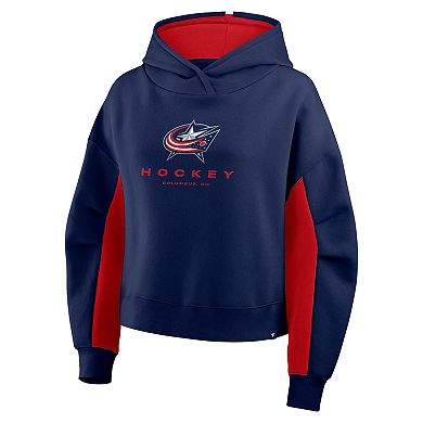 Women's Fanatics Navy Columbus Blue Jackets Back Check Boxy Hoodie