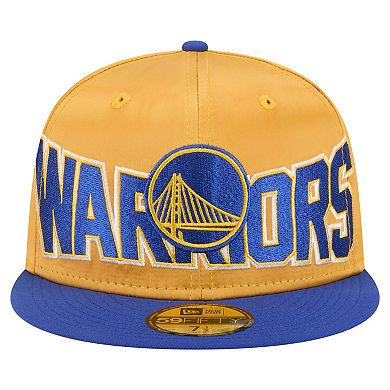 Men's New Era Gold/Royal Golden State Warriors Satin Two-Tone 59FIFTY Fitted Hat