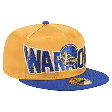 Men's New Era Gold/Royal Golden State Warriors Satin Two-Tone 59FIFTY Fitted Hat