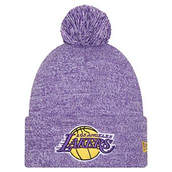 Men's New Era Purple Los Angeles Lakers Marled Cuffed Knit Hat with Pom