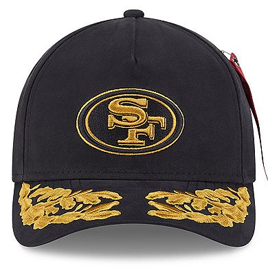 Men's New Era x Alpha Industries Black San Francisco 49ers A-Frame 9FORTY Adjustable Hat