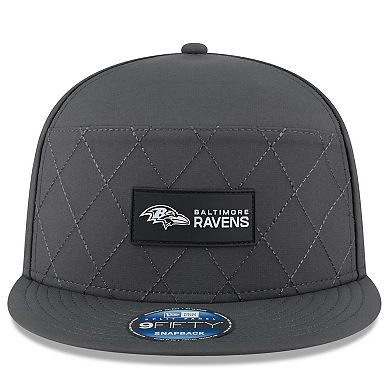 Men's New Era Charcoal Baltimore Ravens 2025 Sideline Cold Weather Split Panel 9FIFTY Snapback Hat