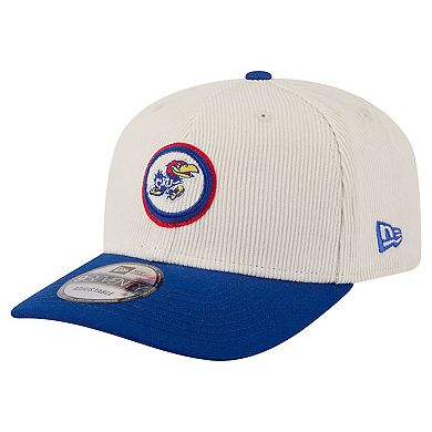 Men's New Era Cream/Royal Kansas Jayhawks Loyal Corduroy 9SEVENTY Adjustable Hat