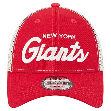 Men's New Era Red New York Giants Apple Trucker 9FORTY Adjustable Hat