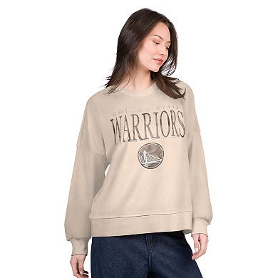 Women's G-III 4Her by Carl Banks Natural Golden State Warriors Oversized Vet II Sweatshirt