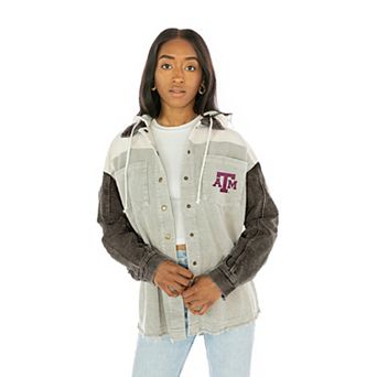 Women's Gameday Couture Gray Texas A&M Aggies Vintage Wash Corduroy Full-Snap Hooded Shacket