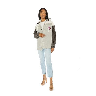 Women's Gameday Couture Gray Texas A&M Aggies Vintage Wash Corduroy Full-Snap Hooded Shacket